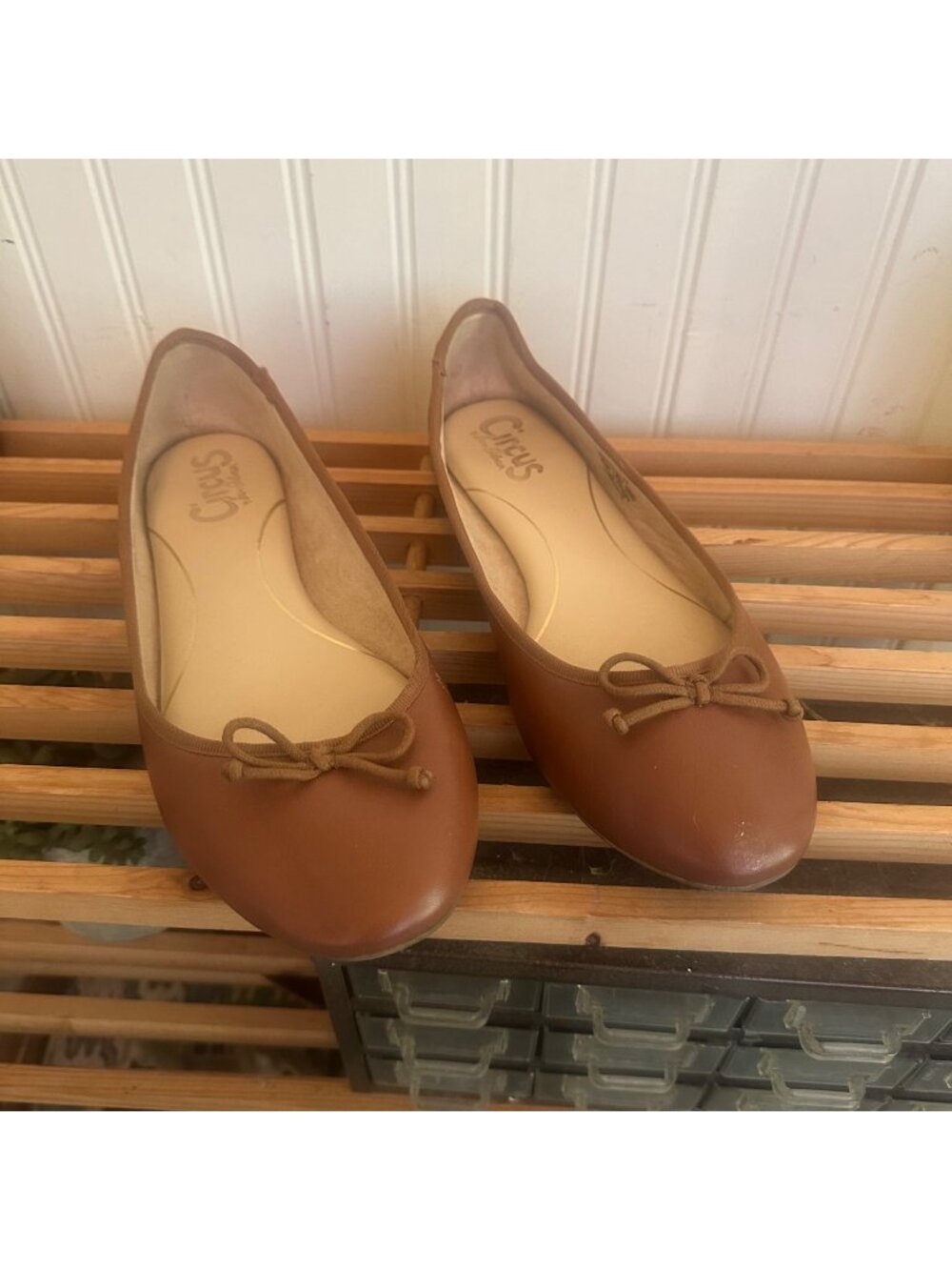 Circus By Sam Edelman Brown Leather Ballet Flats With Bow Detail Size  11